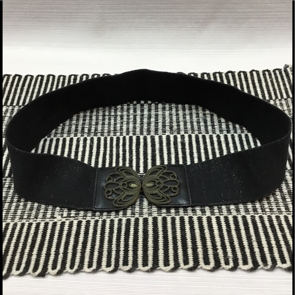 Accessories - Black With Gold Sparkle Stretch Belt